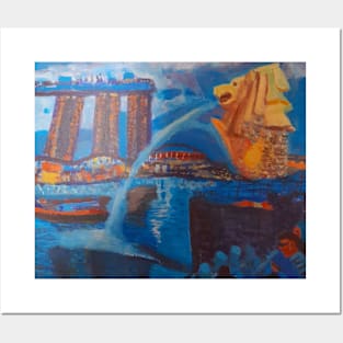 A scenery of the Merlion in Singapore Posters and Art